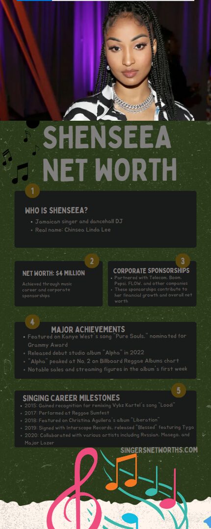 An infographic on Shanseea Net Worth